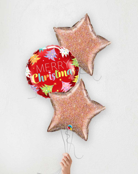 Balloon Bouquet Merry Christmas glitter stars