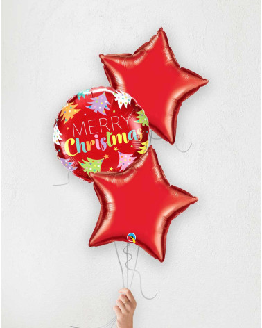 Balloon Bouquet Merry Christmas red star - Balloon in a box - Agapics