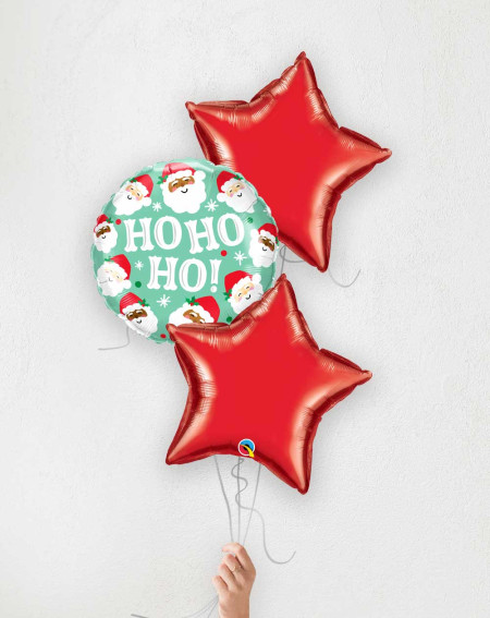 Balloon Bouquet HO-HO-HO red stars