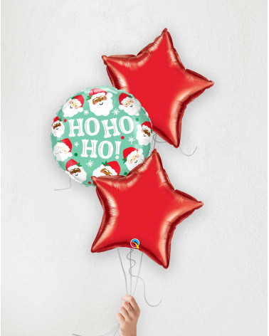 Balloon Bouquet HO-HO-HO red stars