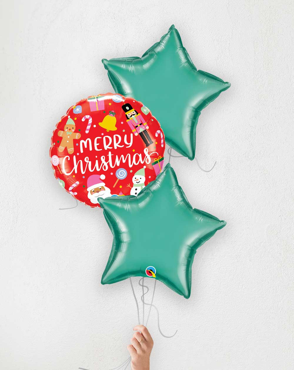 Balloon Bouquet Merry Christmas green stars