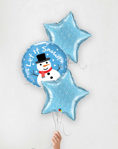 Balloon Bouquet Snowman blue stars