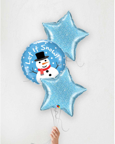 Balloon Bouquet Snowman blue stars