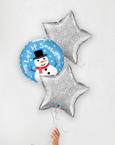 Balloon Bouquet Snowman silver stars