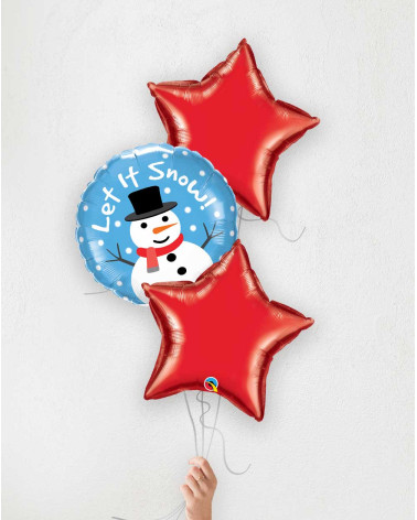 Balloon Bouquet Snowman red stars