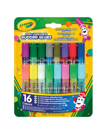 Crayola Washable mini Glitter Glue 16pc - School supplies - Agapics