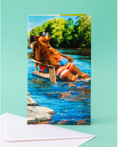 Avanti Pocket Card Bear sunbathing