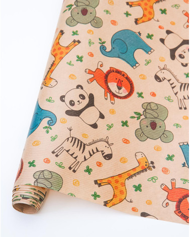 Wrapping Kraft paper Animals - Gifts and school books wrapping - Agapics