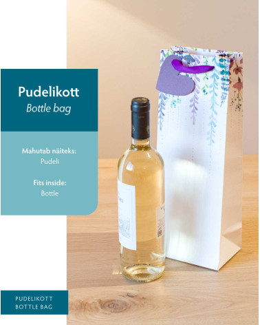 Bottle Gift Bag P Blue with golden stars