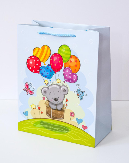 Large Gift Bag L Teddy Bear and balloons