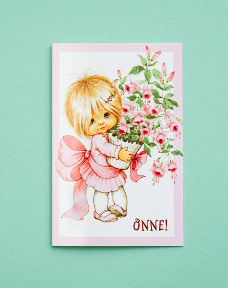 Hallmark Card Little girl and flowers