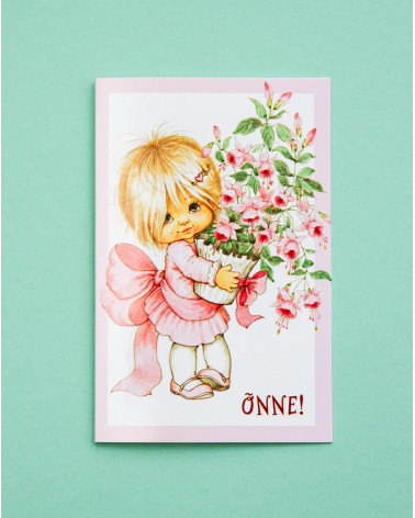 Hallmark Card Little girl and flowers