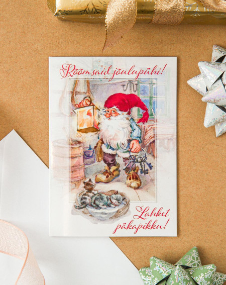 Christmas Card Elf with lantern