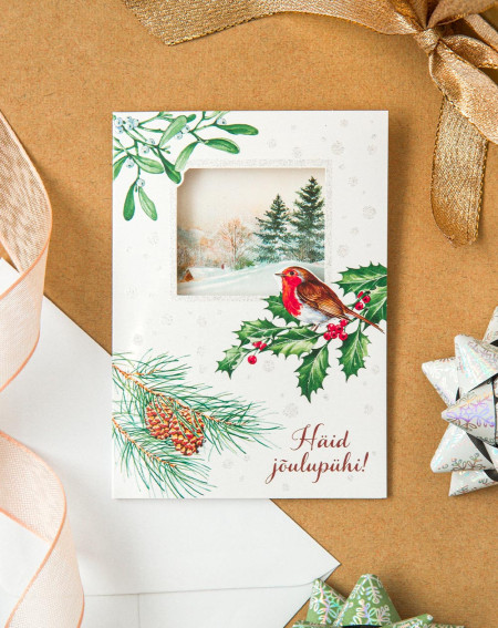 Hallmark Christmas Card Bird on branch