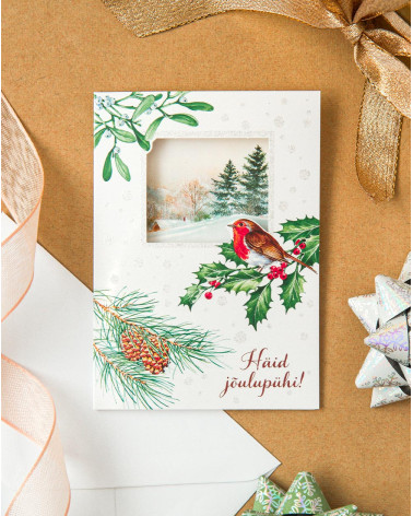 Hallmark Christmas Card Bird on branch