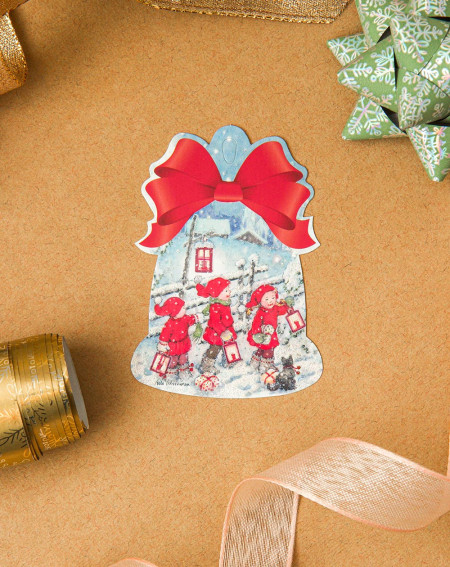 Small Christmas Gift Bag Card Children