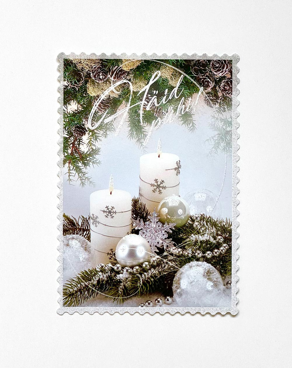 Christmas one page postcard White candles