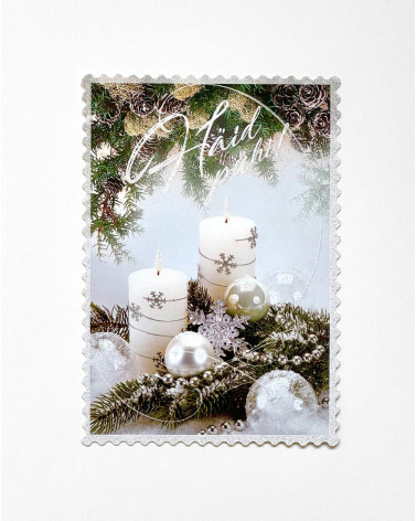 Christmas one page postcard White candles