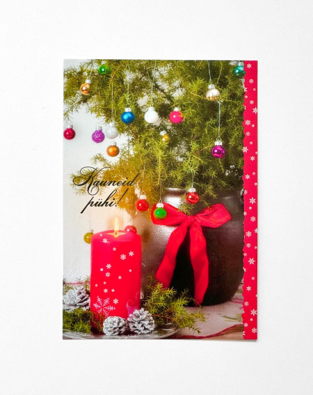 Christmas one page postcard Red candle