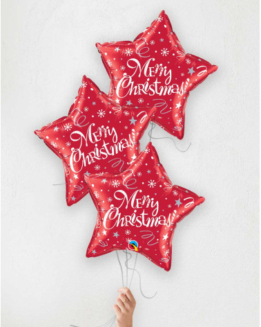 Balloon Bouquet Merry Christmas red stars