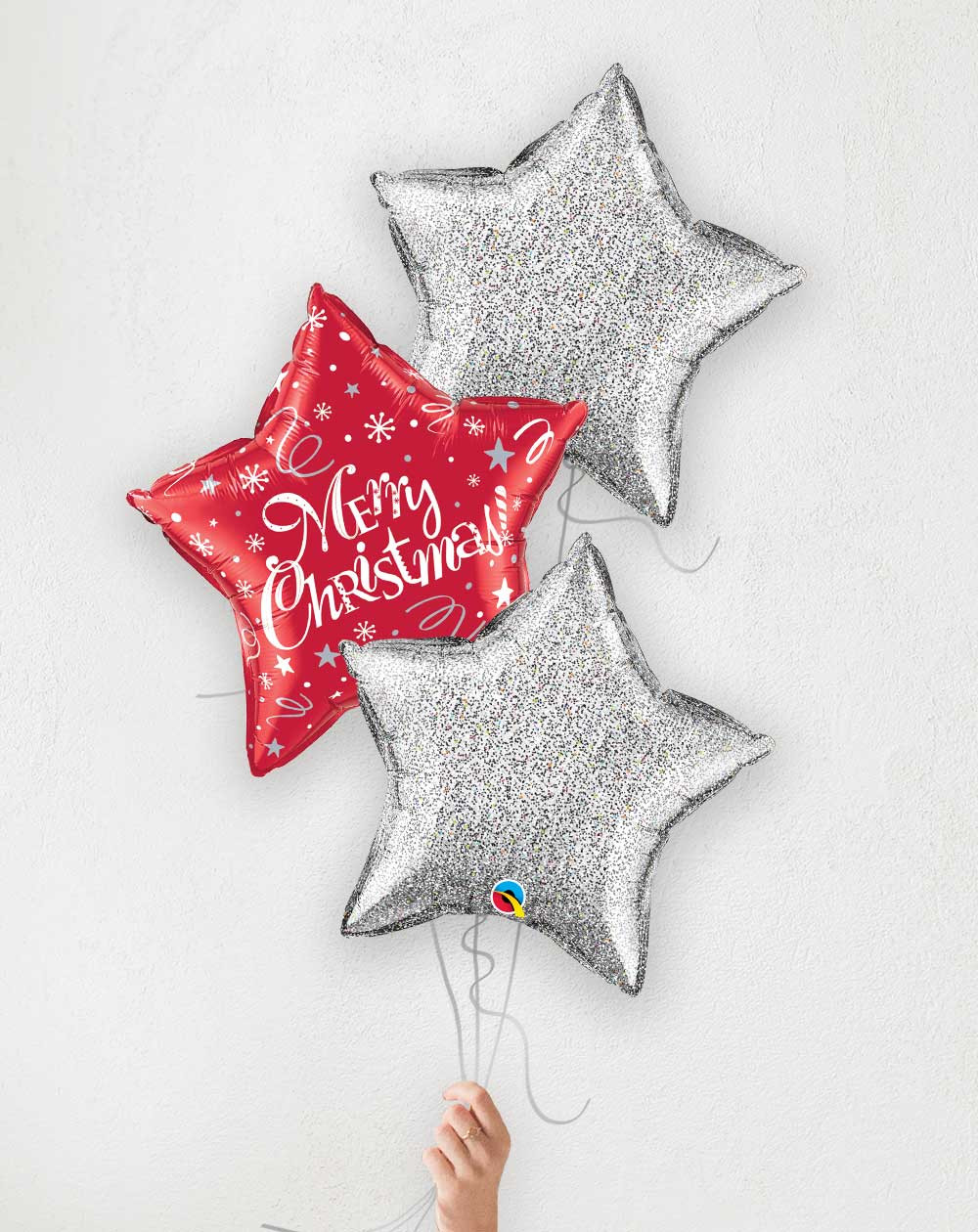 Balloon Bouquet Merry Christmas silver stars