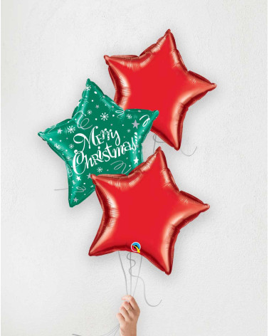 Balloon Bouquet Merry Christmas red stars