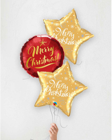 Balloon Bouquet Merry Christmas golden and red - Christmas gift - Agapics