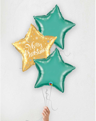 Balloon Bouquet Merry Christmas green stars