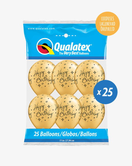 Balloons 25pc in a pack Golden Birthday