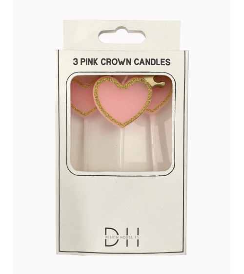 Candles 3pc Hearts and Crowns