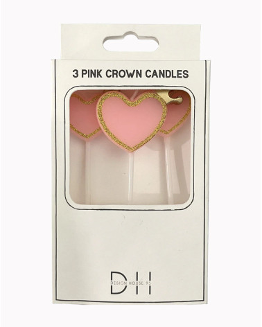 Candles 3pc Hearts and Crowns