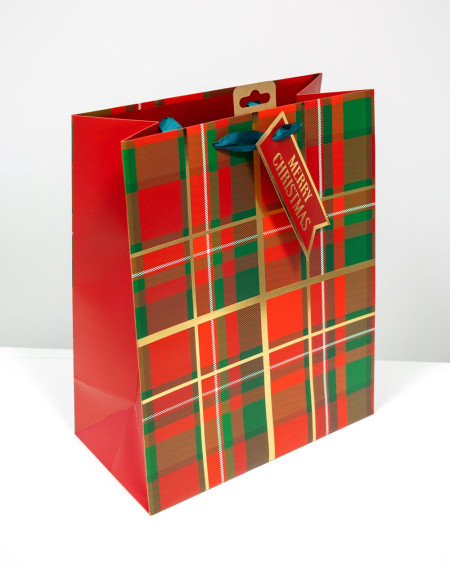 Large Gift Bag L Red Squares