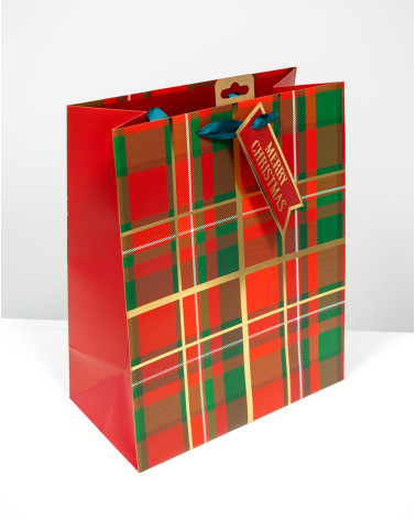 Large Gift Bag L Red Squares