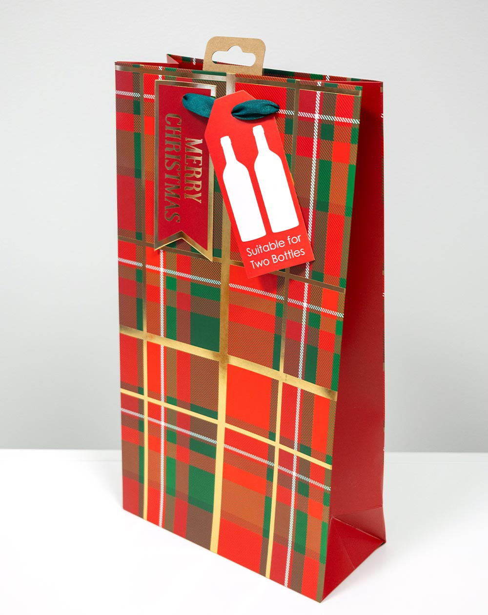 Bottle Gift Bag P Red Squares