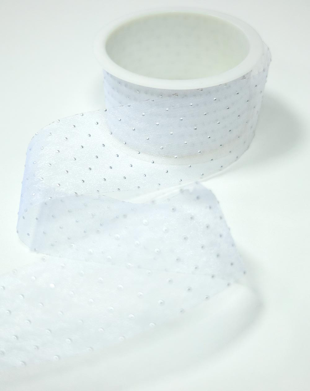 Ribbon Fabric White with silver spots 2m