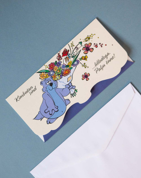 Pocket Card Bear and flowers