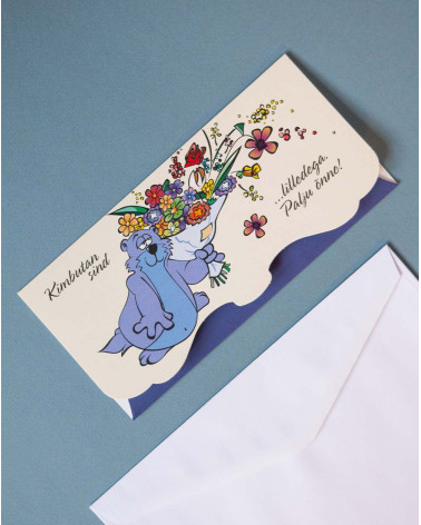 Pocket Card Bear and flowers