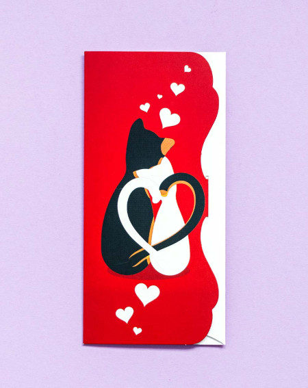 Pocket Card Two cats and hearts