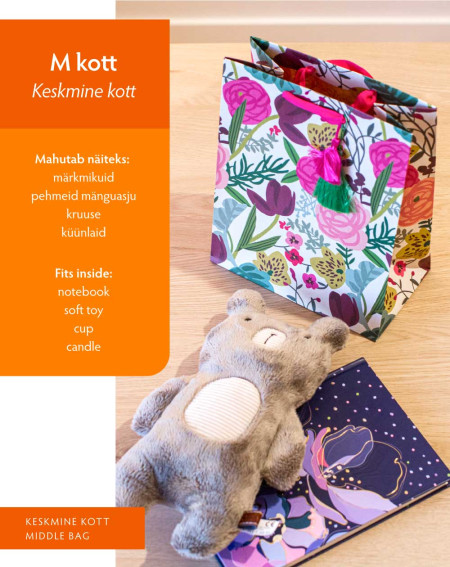 Keskmine Kinkekott M  Punased ja roosad lilled - Agapics