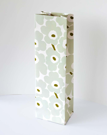 Bottle Gift Bag P Grey Flowers - Agapics