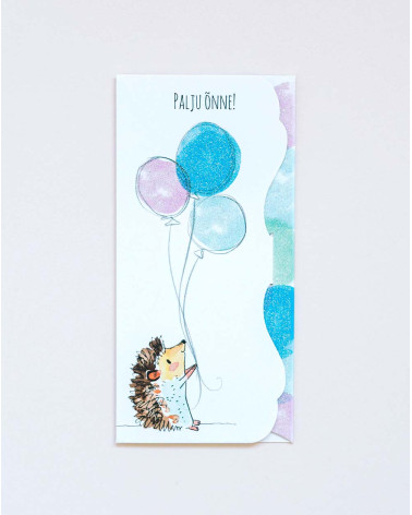 Hallmark Pocket Card Hedgehog and balloons - Agapics