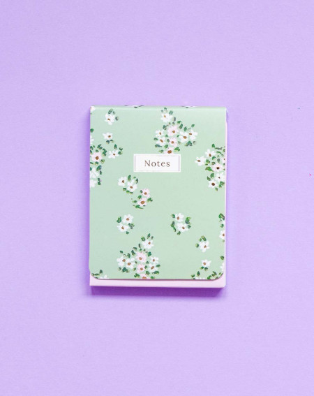 Notepad A7 White Flowers mini lined