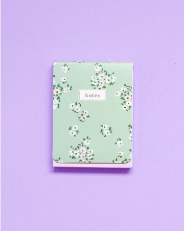Notepad A7 White Flowers mini lined