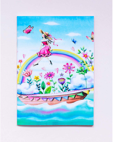 Notebook A5 Girl and rainbow