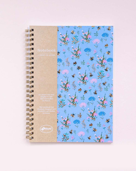 Notebook A5 with spiral Flowers and bees - Agapics