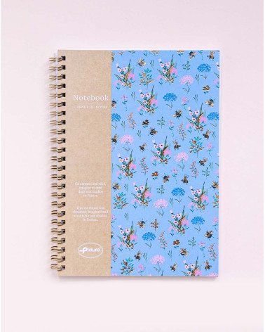 Notebook A5 with spiral Flowers and bees - Agapics