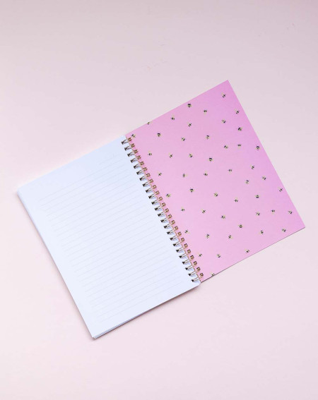 Notebook A5 with spiral Flowers and bees - Agapics