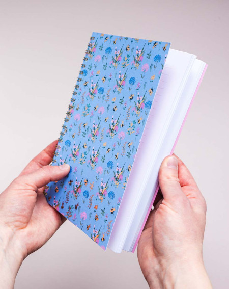 Notebook A5 with spiral Flowers and bees - Agapics