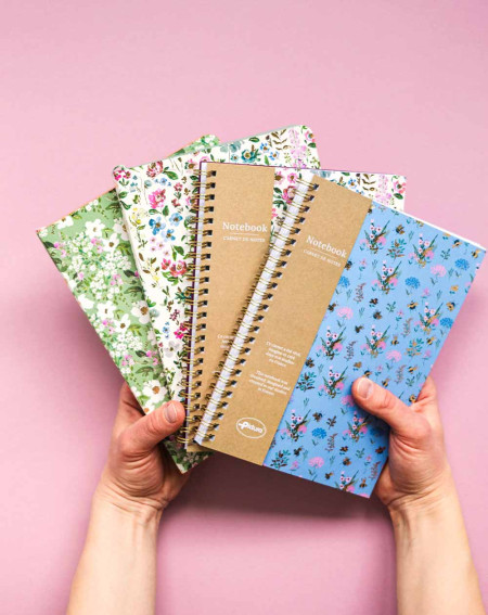Notebook A5 with spiral Flowers and bees - Agapics