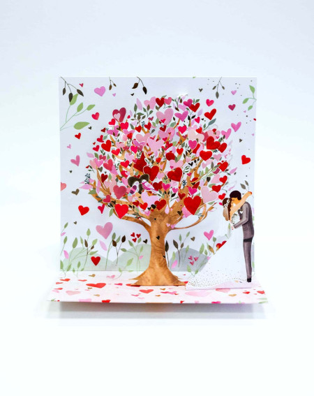 Card 3D Tree of hearts - Wedding greeting cards - Agapics